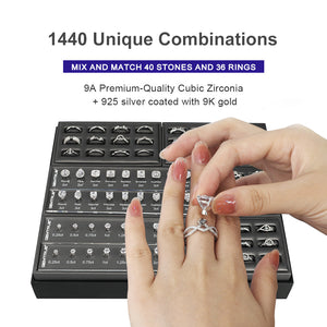 GemTrue Large Diamond Ring Selector Set – 1440 Combinations for Custom Ring Selection DK111-L