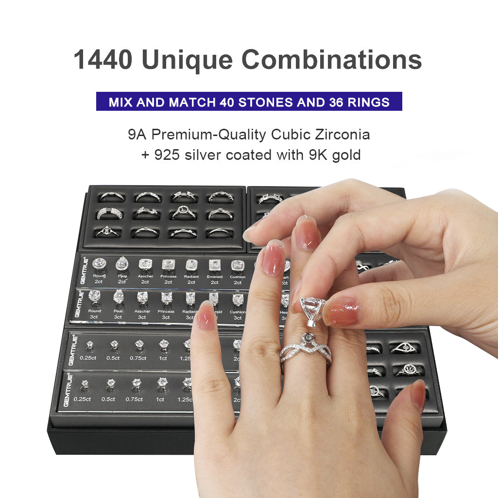 GemTrue Large Diamond Ring Selector Set – 1440 Combinations for Custom Ring Selection DK111-L