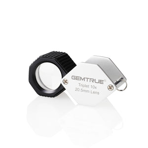 DK18001 - Diamond Loupe 20.5mm 10x Triplet Loupes with Rubber-grip Silver & Black