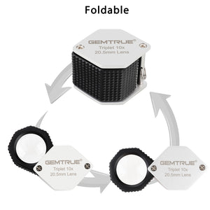 DK18001 - Diamond Loupe 20.5mm 10x Triplet Loupes with Rubber-grip Silver & Black