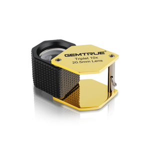 DK18003 - Diamond Loupe 20.5mm 10x Triplet Loupes with Rubber-grip Gold