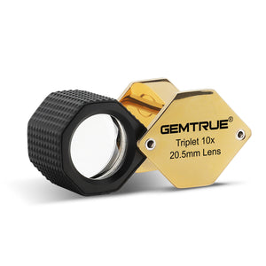 DK18003 - Diamond Loupe 20.5mm 10x Triplet Loupes with Rubber-grip Gold