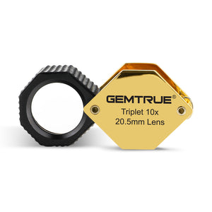 DK18003 - Diamond Loupe 20.5mm 10x Triplet Loupes with Rubber-grip Gold