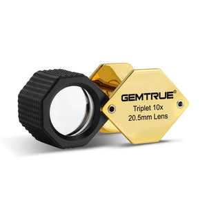 DK18003 - Diamond Loupe 20.5mm 10x Triplet Loupes with Rubber-grip Gold