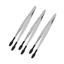 Load image into Gallery viewer, Stainless Steel Tweezers – Flat Rubber Tips for Pearls &amp; Gemstones DK2505
