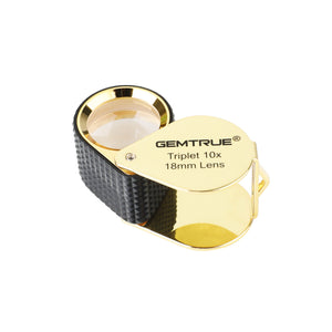 DK98001 - Diamond Loupe Triplet 10x 18mm with rubber-grip Black & Gold
