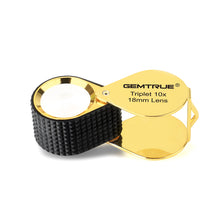 Load image into Gallery viewer, DK98001 - Diamond Loupe Triplet 10x 18mm with rubber-grip Black &amp; Gold
