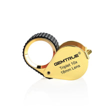 Load image into Gallery viewer, DK98001 - Diamond Loupe Triplet 10x 18mm with rubber-grip Black &amp; Gold

