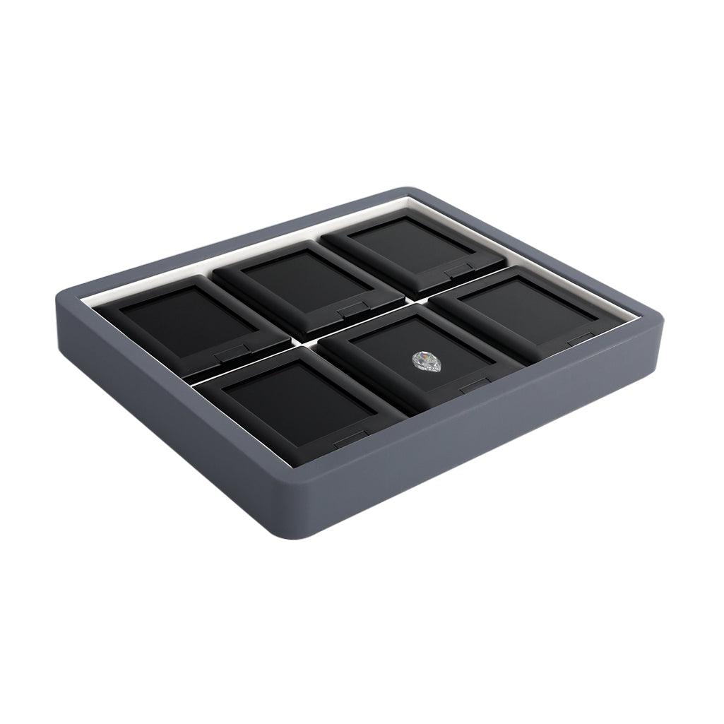 DK21624-6N Self-Standing Diamond Display Boxes in Luxury Tray Set - GemTrue