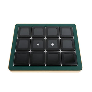 Deluxe Diamond Display Box Set - Luxury Tray with 12 Metal Boxes for Gemstone & Jewelry Display DK21664-12G