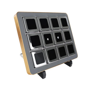 Deluxe Diamond Display Box Set - Luxury Tray with 12 Metal Boxes for Gemstone & Jewelry Display DK21664-12G
