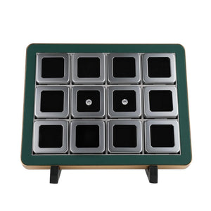Deluxe Diamond Display Box Set - Luxury Tray with 12 Metal Boxes for Gemstone & Jewelry Display DK21664-12G