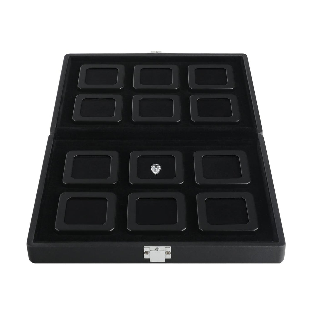 DK21664-12N Diamond Display Boxes in a Luxurious Lockable Case - GemTrue