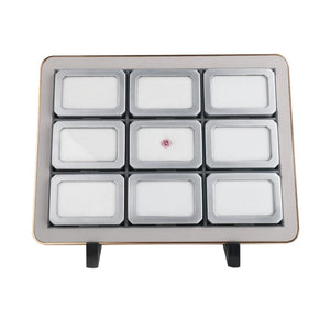 Deluxe Diamond Display Box Set | Premium Jewelry Organizer with Gold Frame DK21665-9G