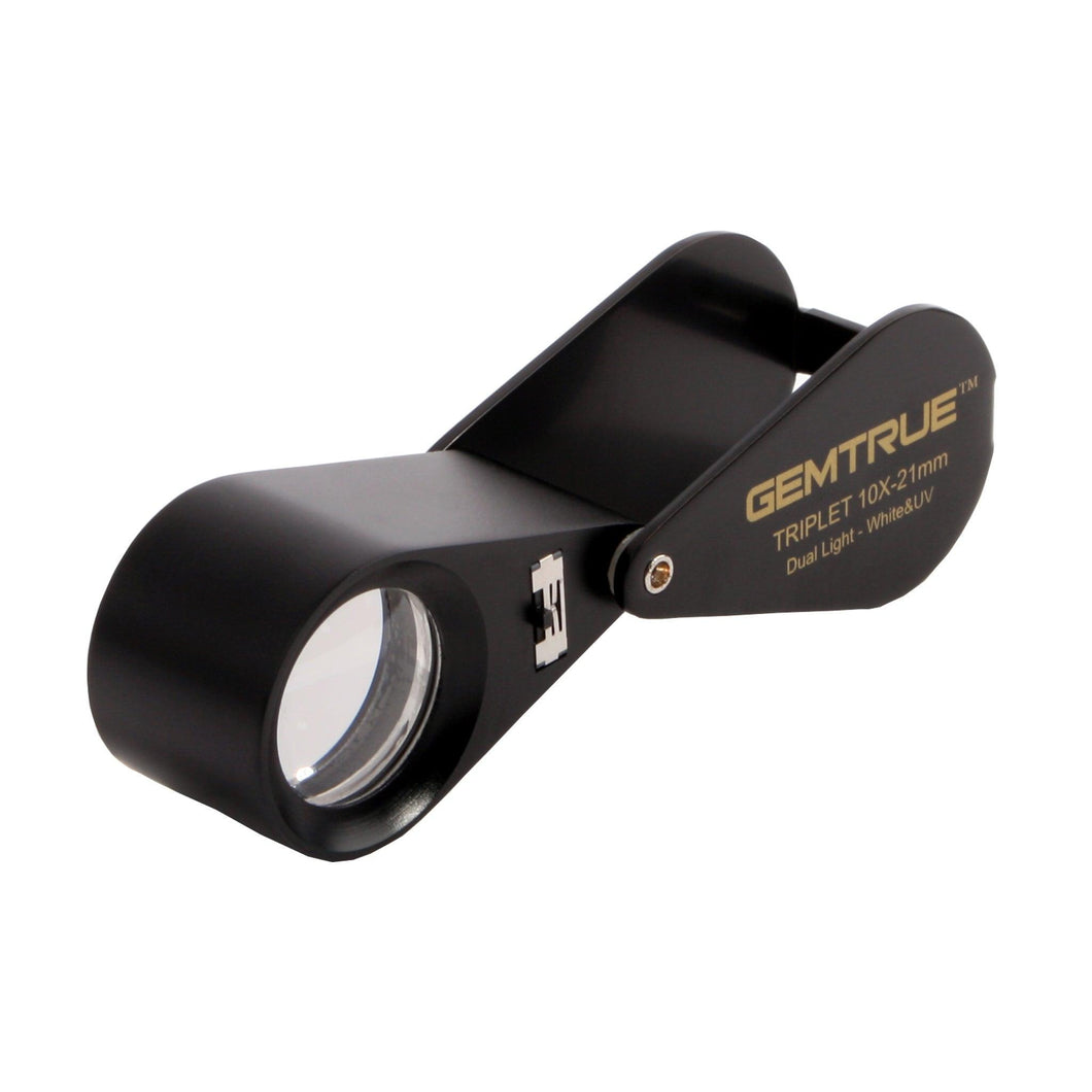 DK09107S - Diamond Loupe illuminated LED & UV Triplet 10x 16mm Black - GemTrue