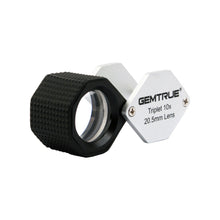 Load image into Gallery viewer, DK18001 - Diamond Loupe 20.5mm 10x Triplet Loupes with Rubber-grip Silver &amp; Black - GemTrue
