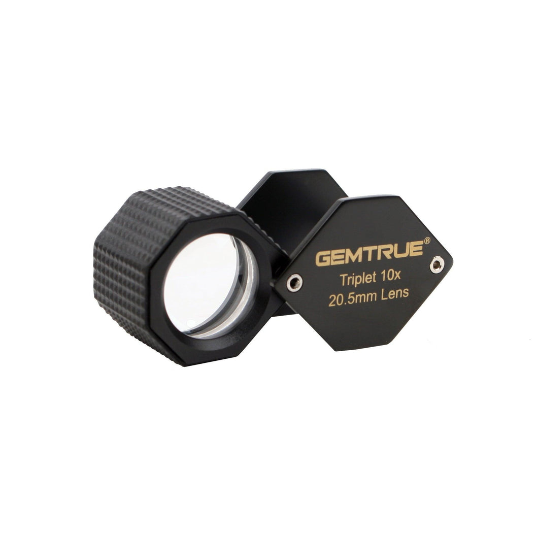 DK18002 - Diamond Loupe 20.5mm 10x Triplet Loupes with Rubber-grip Black - GemTrue