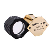 Load image into Gallery viewer, DK18003 - Diamond Loupe 20.5mm 10x Triplet Loupes with Rubber-grip Gold - GemTrue
