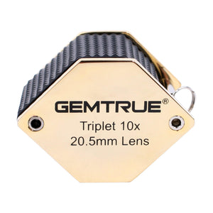 DK18003 - Diamond Loupe 20.5mm 10x Triplet Loupes with Rubber-grip Gold - GemTrue