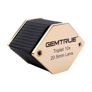 DK18003 - Diamond Loupe 20.5mm 10x Triplet Loupes with Rubber-grip Gold - GemTrue