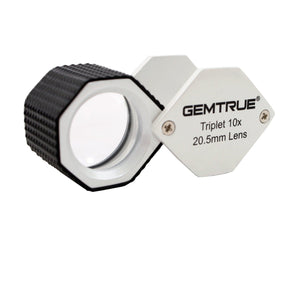 DK18004 - Diamond Loupes 20.5mm 10x Triplet Loupes with Rubber-grip Pearl & Black - GemTrue