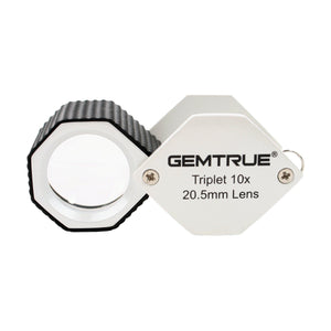 DK18004 - Diamond Loupes 20.5mm 10x Triplet Loupes with Rubber-grip Pearl & Black - GemTrue