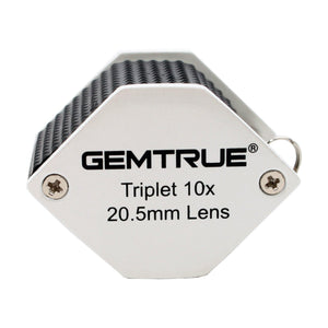 DK18004 - Diamond Loupes 20.5mm 10x Triplet Loupes with Rubber-grip Pearl & Black - GemTrue