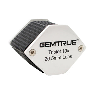 DK18004 - Diamond Loupes 20.5mm 10x Triplet Loupes with Rubber-grip Pearl & Black - GemTrue