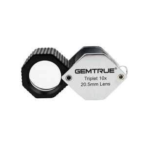 DK18008 - Diamond Loupe 20.5mm 10x Triplet Loupes with Rubber-grip Chrome - GemTrue
