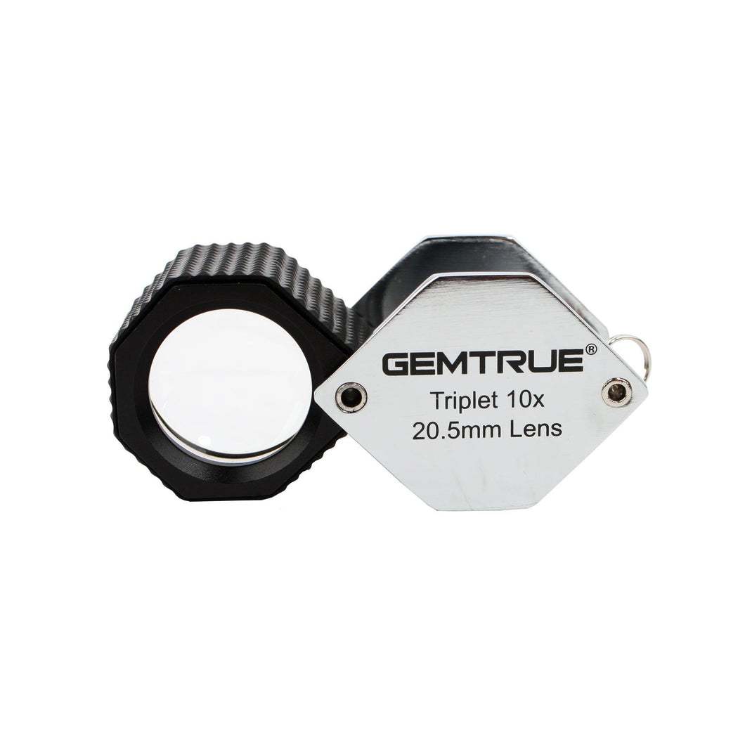 DK18008 - Diamond Loupe 20.5mm 10x Triplet Loupes with Rubber-grip Chrome - GemTrue