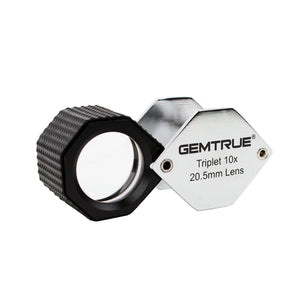 DK18008 - Diamond Loupe 20.5mm 10x Triplet Loupes with Rubber-grip Chrome - GemTrue