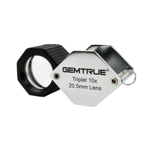 DK18008 - Diamond Loupe 20.5mm 10x Triplet Loupes with Rubber-grip Chrome - GemTrue