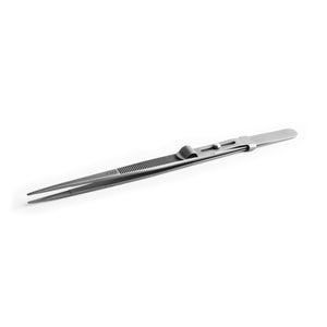 DK2901- Diamond Tweezers with grooved tip and sliding lock - GemTrue