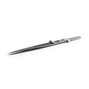 DK2901- Diamond Tweezers with grooved tip and sliding lock - GemTrue