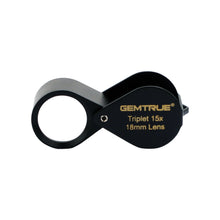Load image into Gallery viewer, DK703002- Diamond Loupe High Power Triplet 15x 18mm Black - GemTrue

