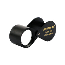 Load image into Gallery viewer, DK703002- Diamond Loupe High Power Triplet 15x 18mm Black - GemTrue
