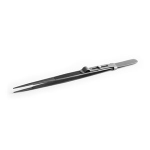 DK2901- Diamond Tweezers with grooved tip and sliding lock - GemTrue