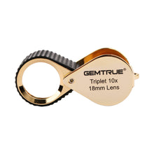 Load image into Gallery viewer, DK98001 - Diamond Loupe Triplet 10x 18mm with rubber-grip Black &amp; Gold - GemTrue
