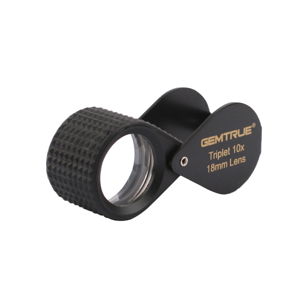 DK98002 - Diamond Loupe Triplet 10x 18mm with rubber-grip Black - GemTrue