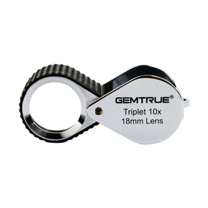 DK98003 - Diamond Loupe Triplet 10x 18mm with rubber-grip Chrome & Black - GemTrue