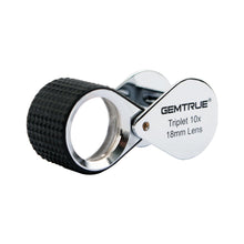 Load image into Gallery viewer, DK98003 - Diamond Loupe Triplet 10x 18mm with rubber-grip Chrome &amp; Black - GemTrue
