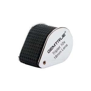 DK98003 - Diamond Loupe Triplet 10x 18mm with rubber-grip Chrome & Black - GemTrue