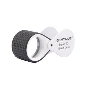 DK98004 - Diamond Loupe Triplet 10x 18mm with rubber-grip Pearl & Black - GemTrue