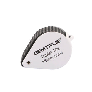 DK98004 - Diamond Loupe Triplet 10x 18mm with rubber-grip Pearl & Black - GemTrue