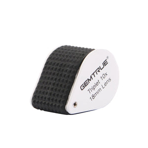 DK98004 - Diamond Loupe Triplet 10x 18mm with rubber-grip Pearl & Black - GemTrue